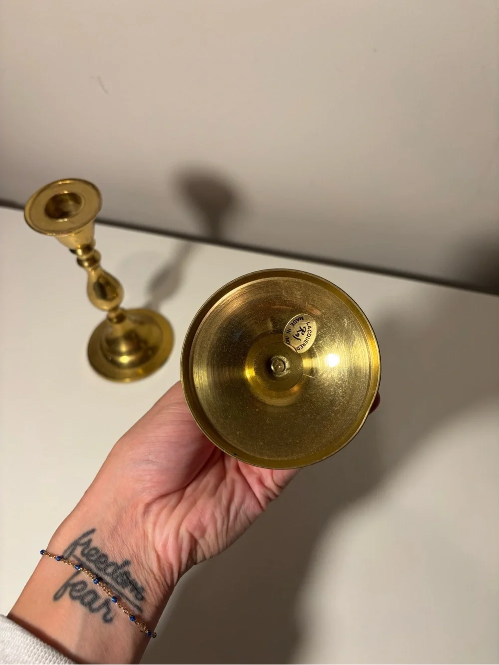 Brass Candlestick Holders with Gold Finish set of 2